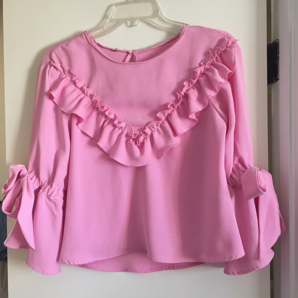 Zara Pink Ruffle Top - Picture 2 of 5
